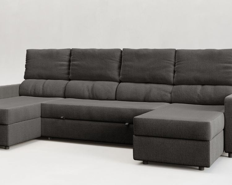 Nove | Sofá cama con chaislongue panorámica y doble almacenamiento
