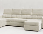 Otto| Sofá cama con chaislongue panorámica y doble almacenamiento
