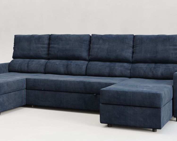 Otto| Sofá cama con chaislongue panorámica y doble almacenamiento