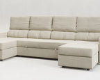 Otto| Sofá cama con chaislongue panorámica y doble almacenamiento