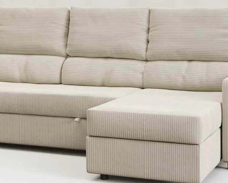 Tria | Sofá cama con chaislongue y almacenamiento