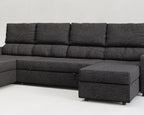 Otto| Sofá cama con chaislongue panorámica y doble almacenamiento
