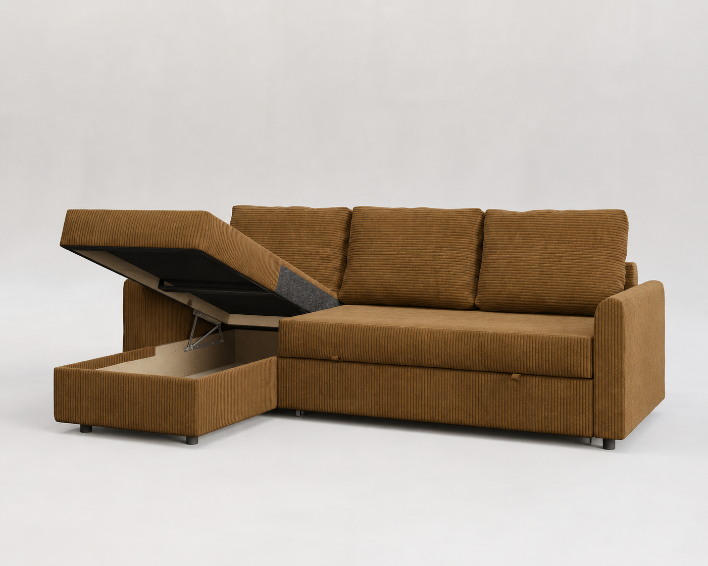 Duo | Sofá cama con chaiselongue y almacenamiento