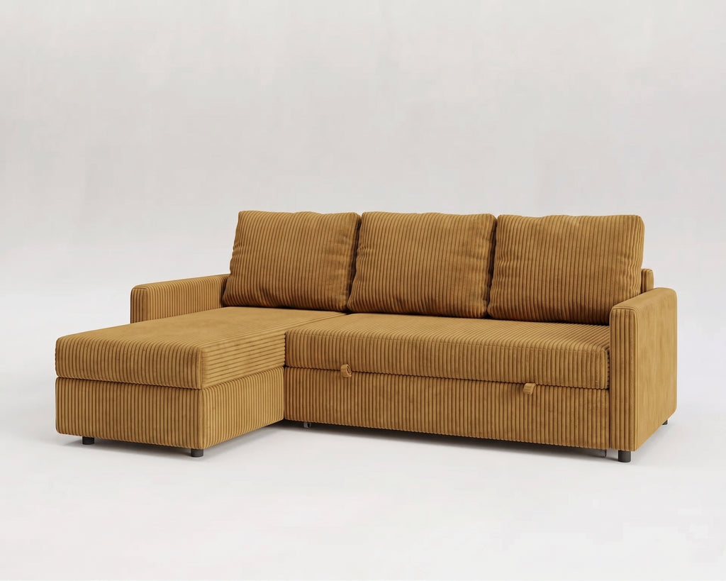 Duo | Sofá cama con chaislongue y almacenamiento