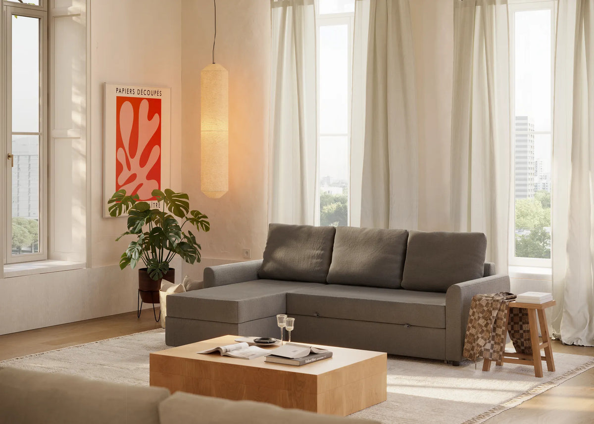 Duo | Sofá cama con chaise longue y almacenamiento