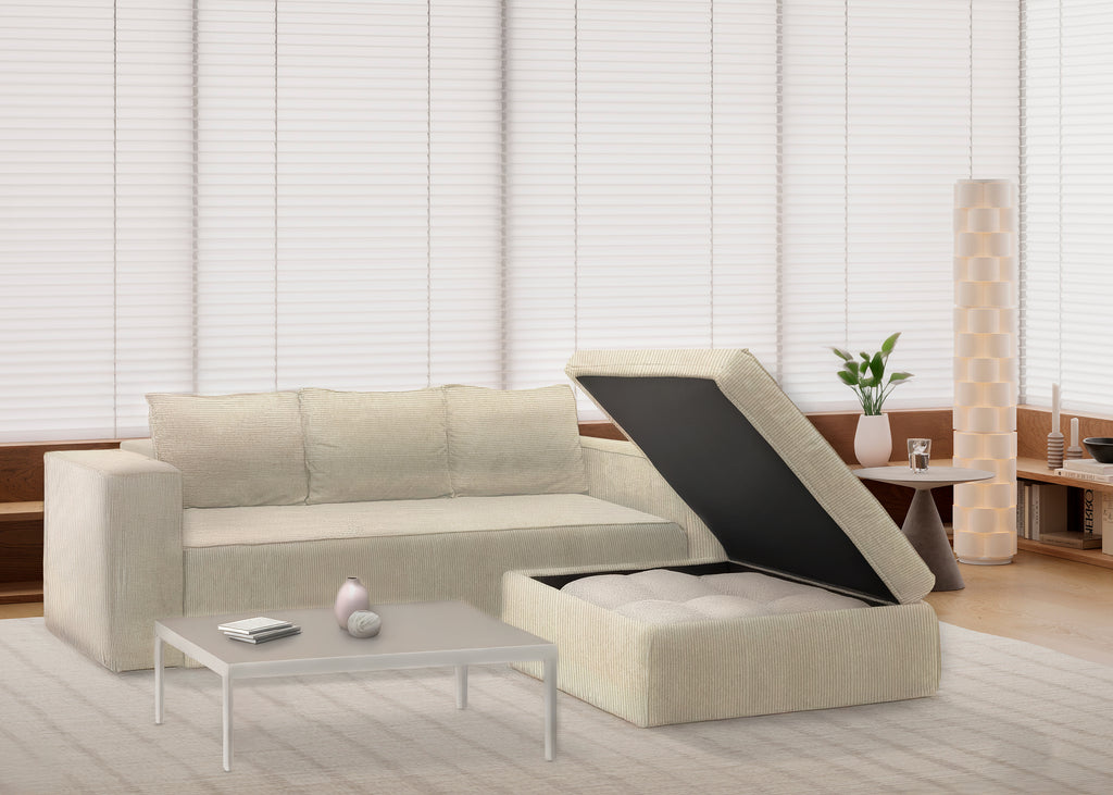 Cubik | Sofá Cama de 3 plazas deslizante con Puff opcional