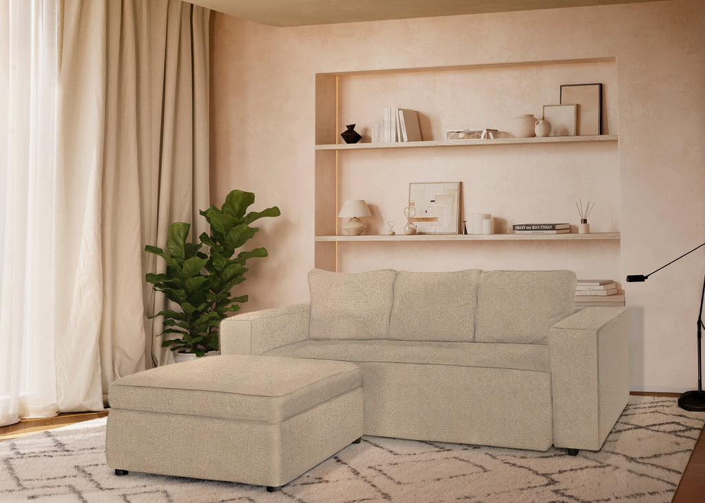 Cubik | Sofá Cama de 3 plazas deslizante con Puff opcional