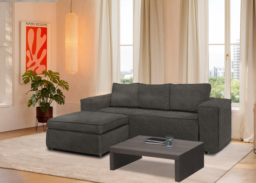 Cubik | Sofá Cama de 3 plazas deslizante con Puff opcional