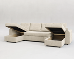 Nove | Sofá cama con chaislongue panorámica y doble almacenamiento
