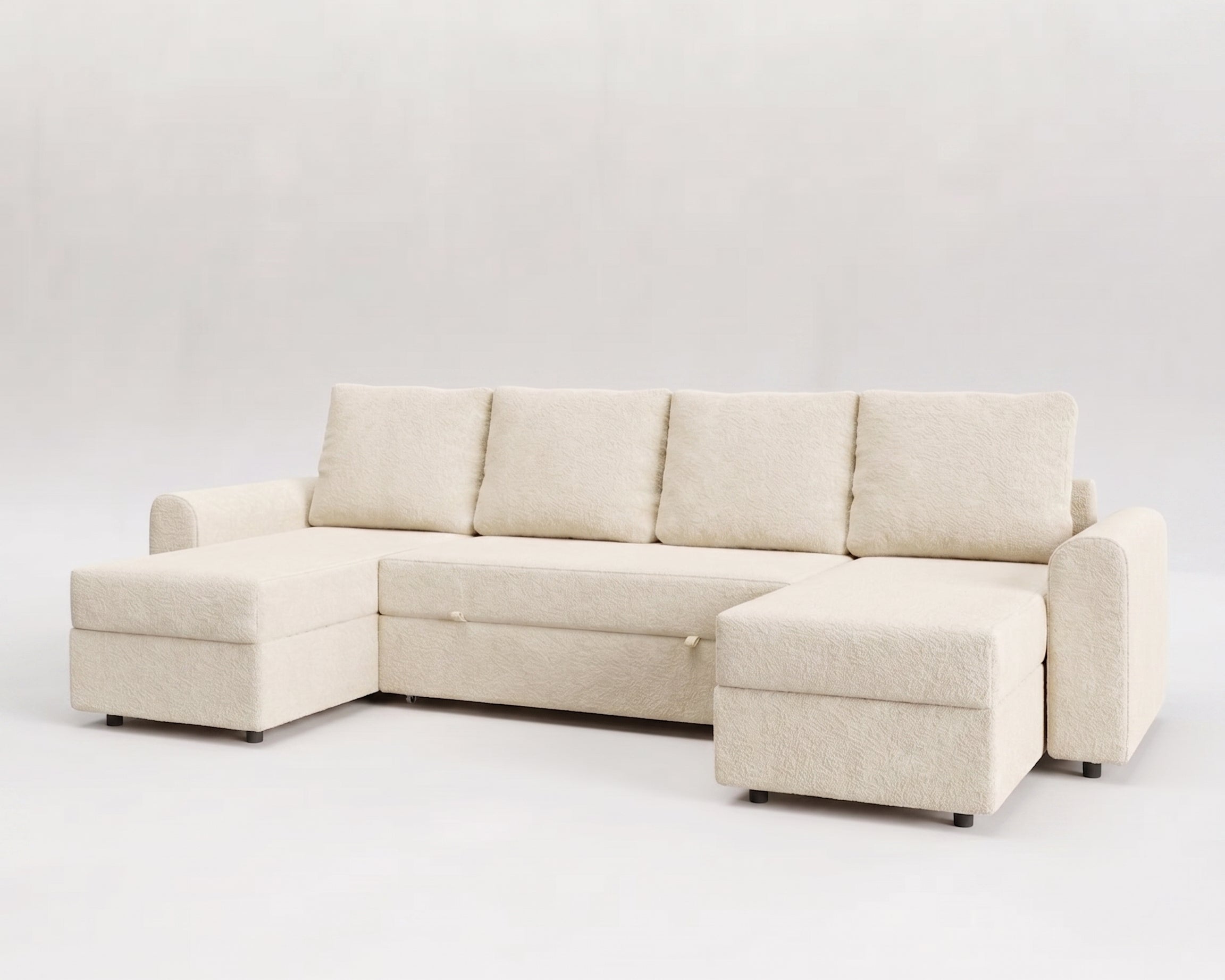 Nove | Sofá cama con chaislongue panorámica y doble almacenamiento