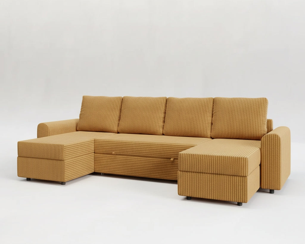 Nove | Sofá cama con chaislongue panorámica y doble almacenamiento