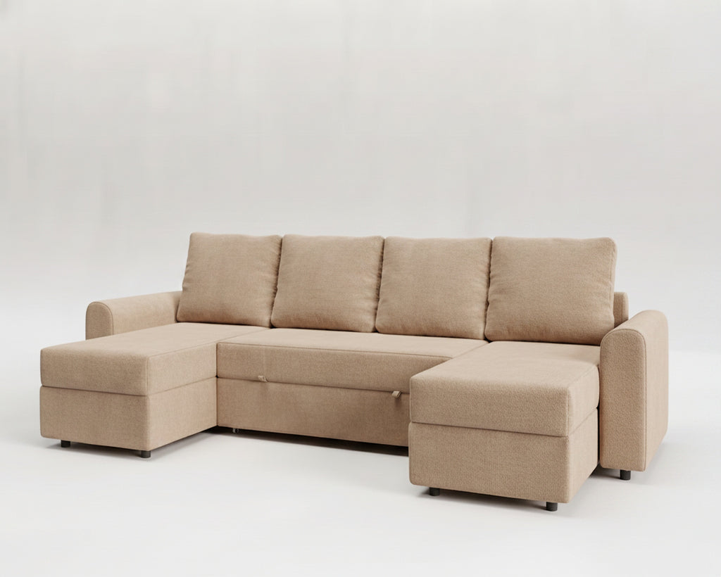 Nove | Sofá cama con chaislongue panorámica y doble almacenamiento