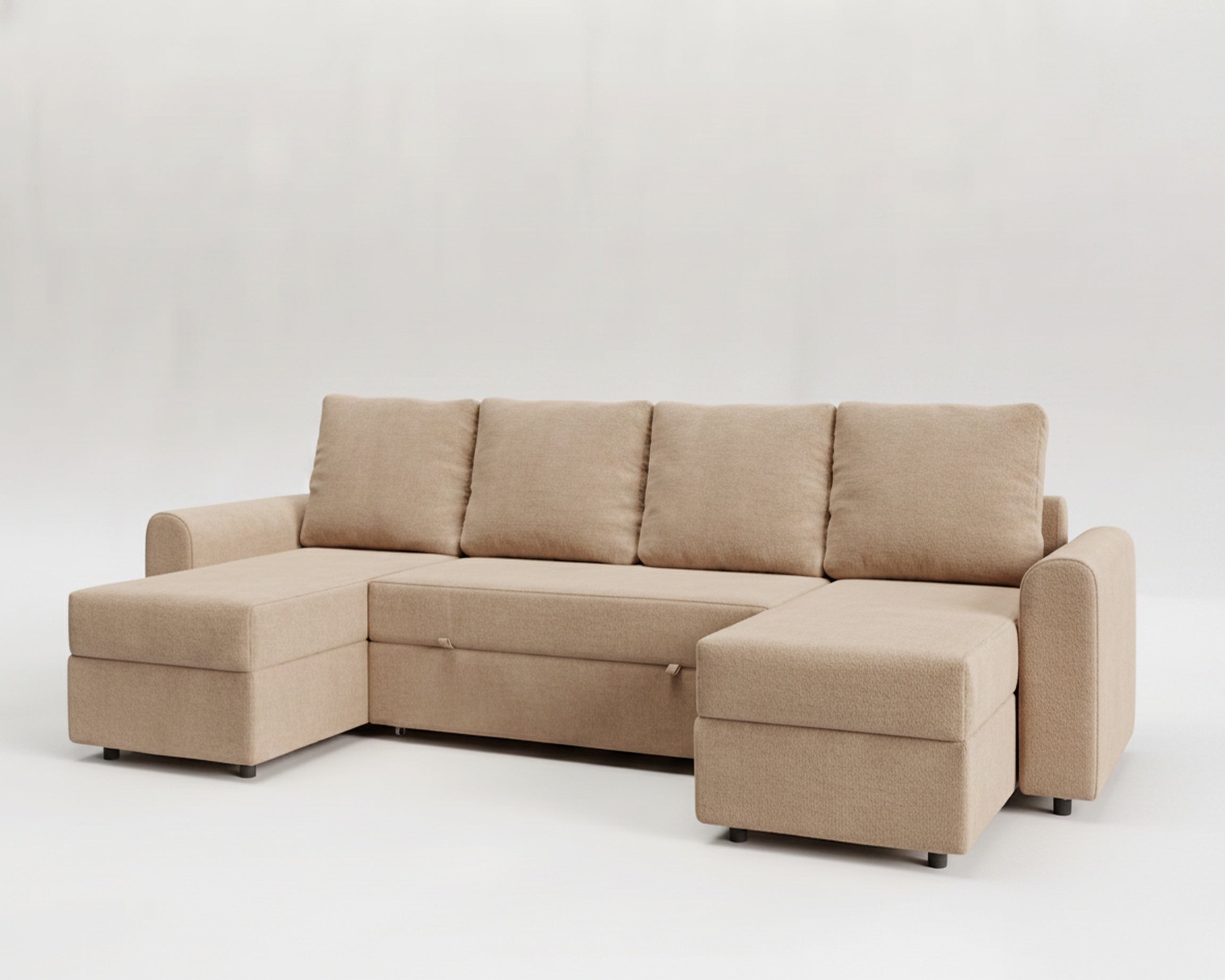Nove | Sofá cama con chaislongue panorámica y doble almacenamiento