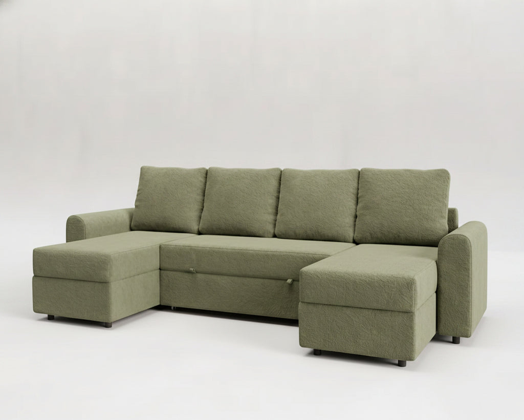 Nove | Sofá cama con chaislongue panorámica y doble almacenamiento
