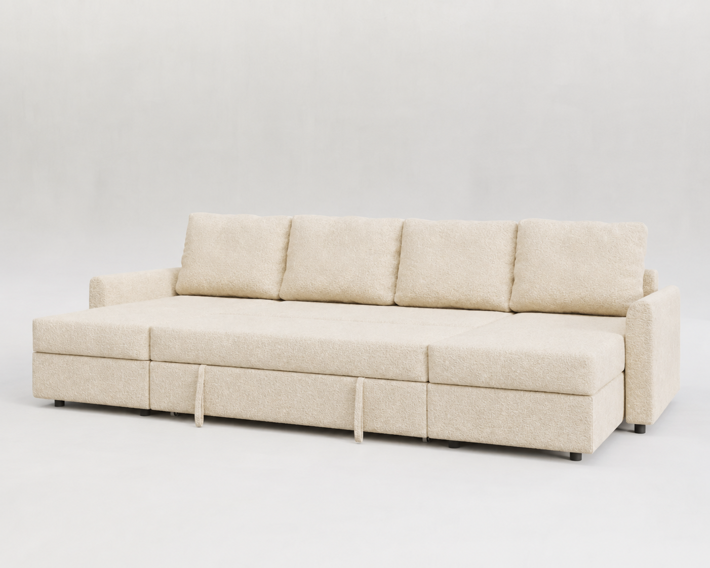 Otto| Sofá cama con chaislongue panorámica y doble almacenamiento