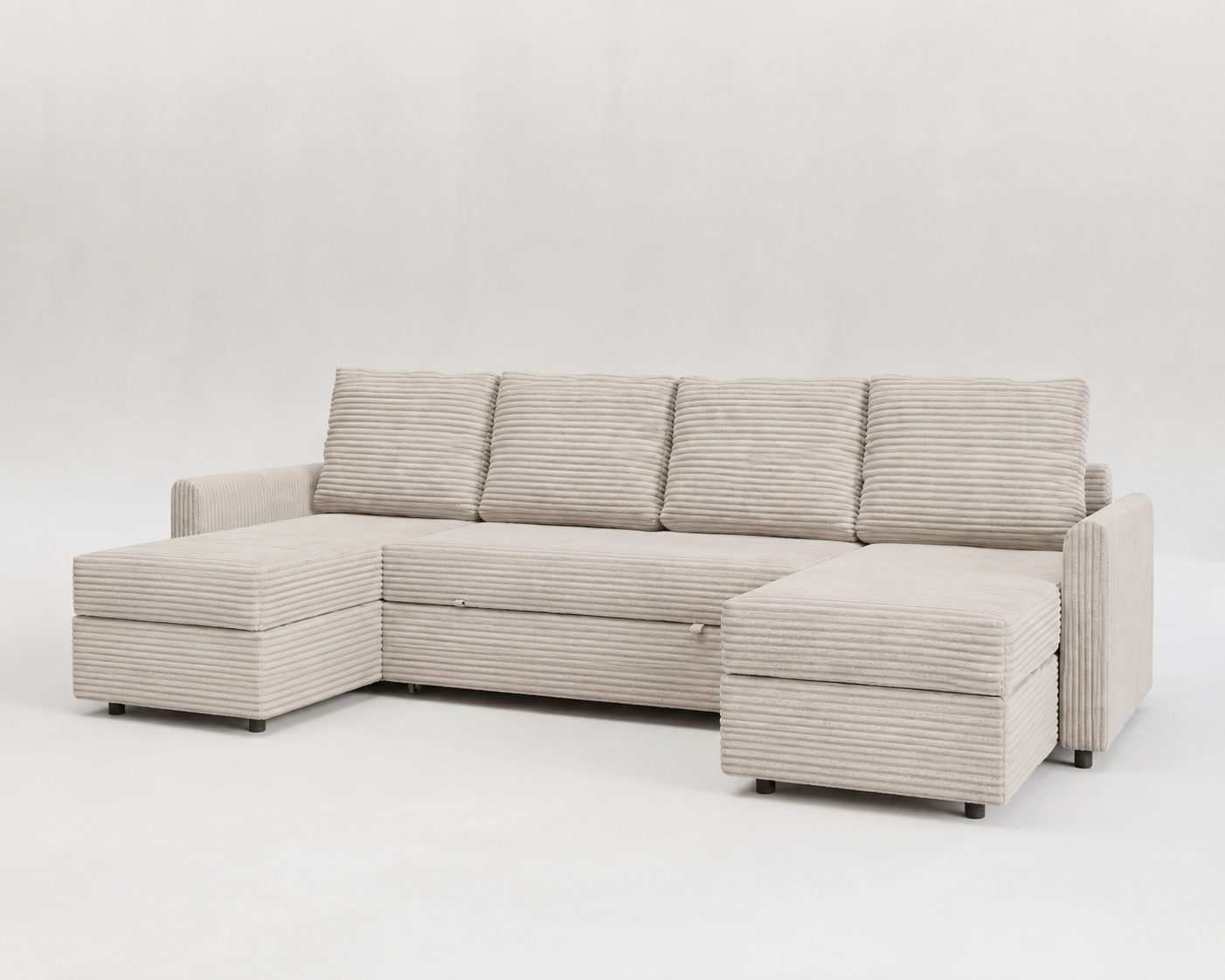 Otto| Sofá cama con chaislongue panorámica y doble almacenamiento