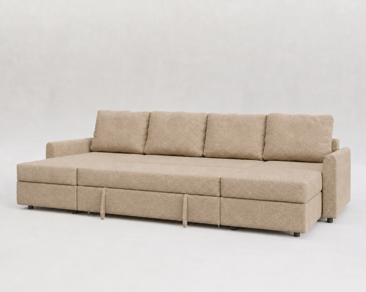 Otto| Sofá cama con chaislongue panorámica y doble almacenamiento