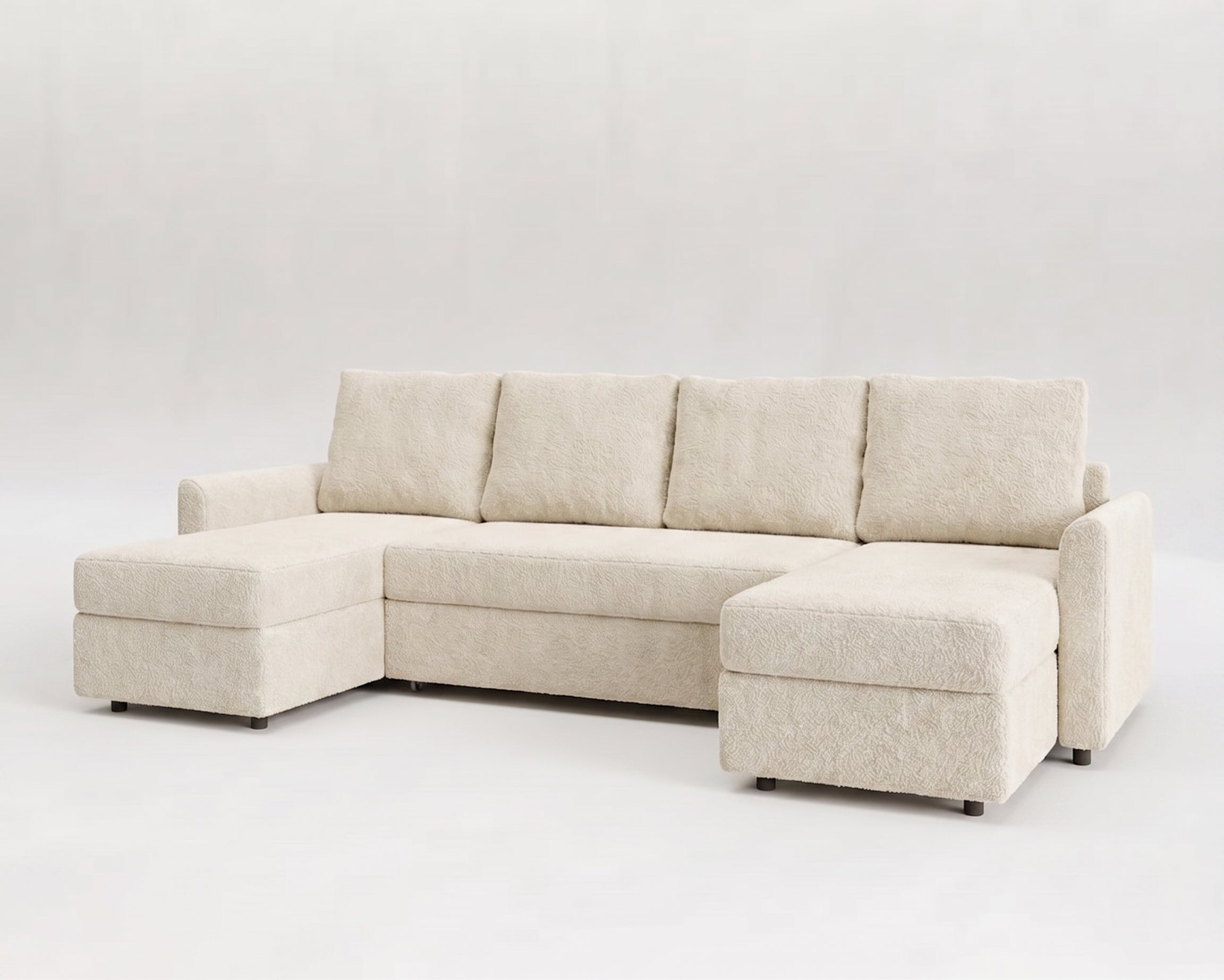 Otto| Sofá cama con chaislongue panorámica y doble almacenamiento