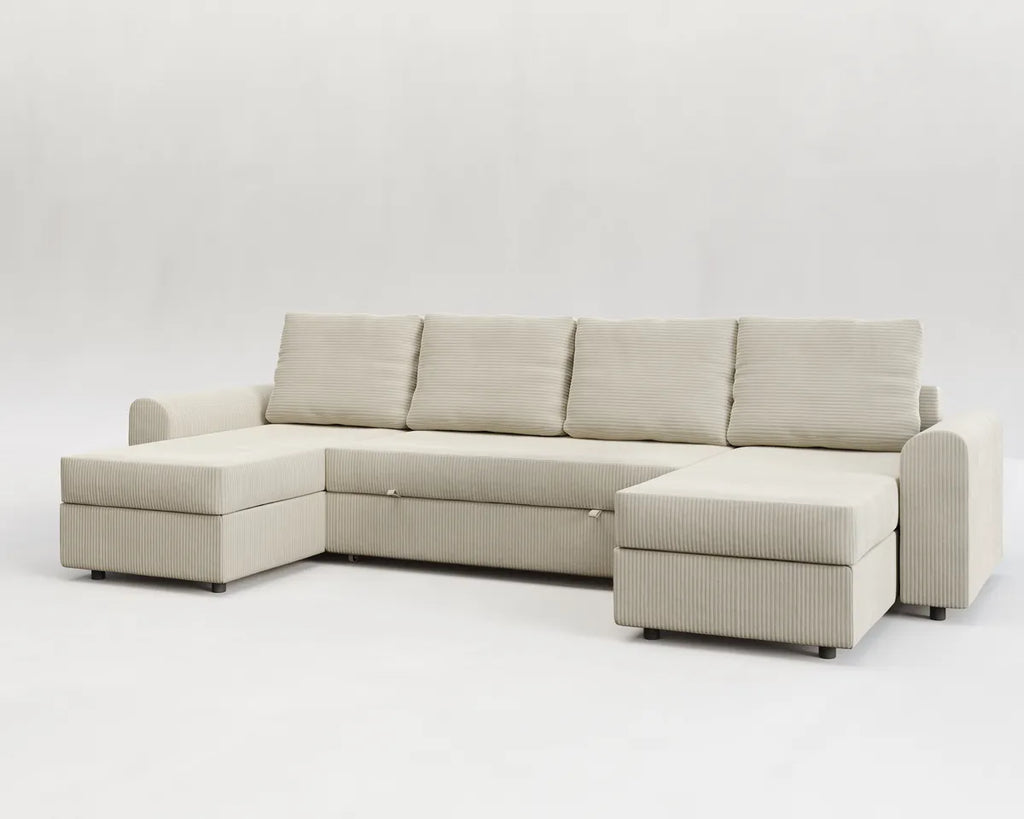 Nove | Sofá cama con chaislongue panorámica y doble almacenamiento