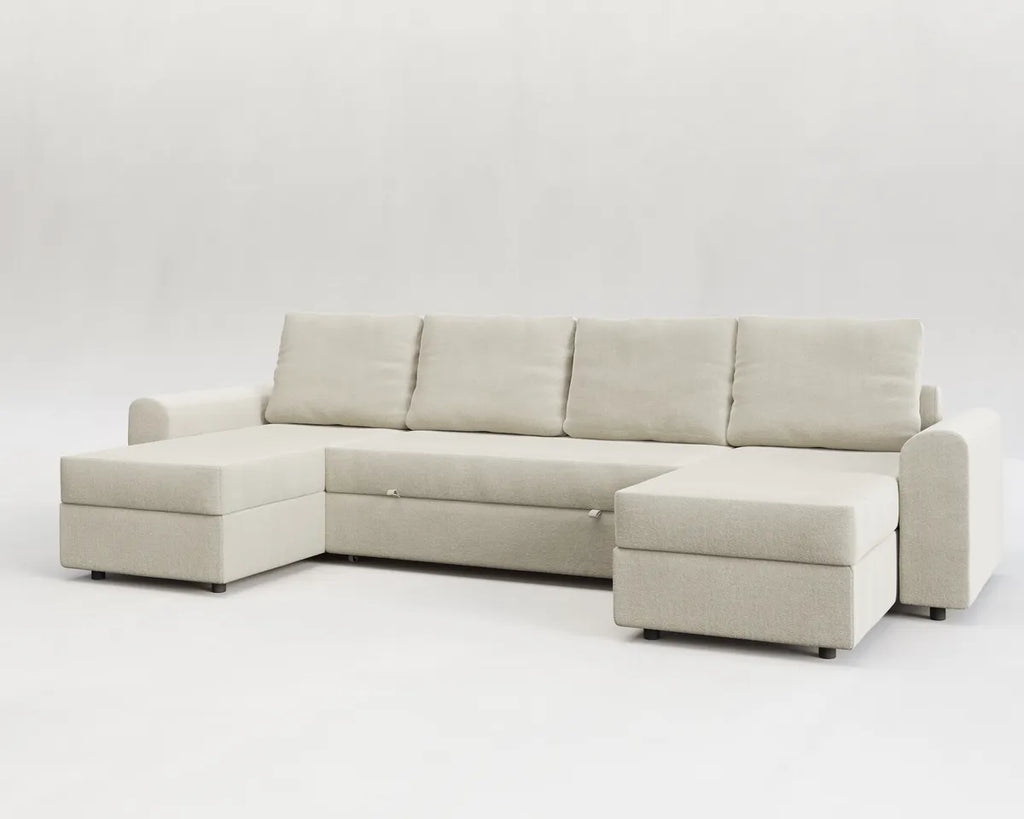 Nove | Sofá cama con chaislongue panorámica y doble almacenamiento