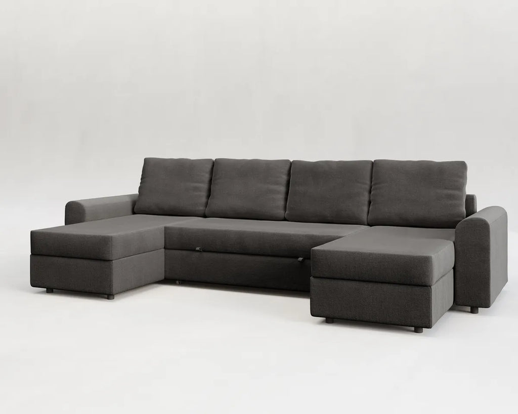 Nove | Sofá cama con chaislongue panorámica y doble almacenamiento