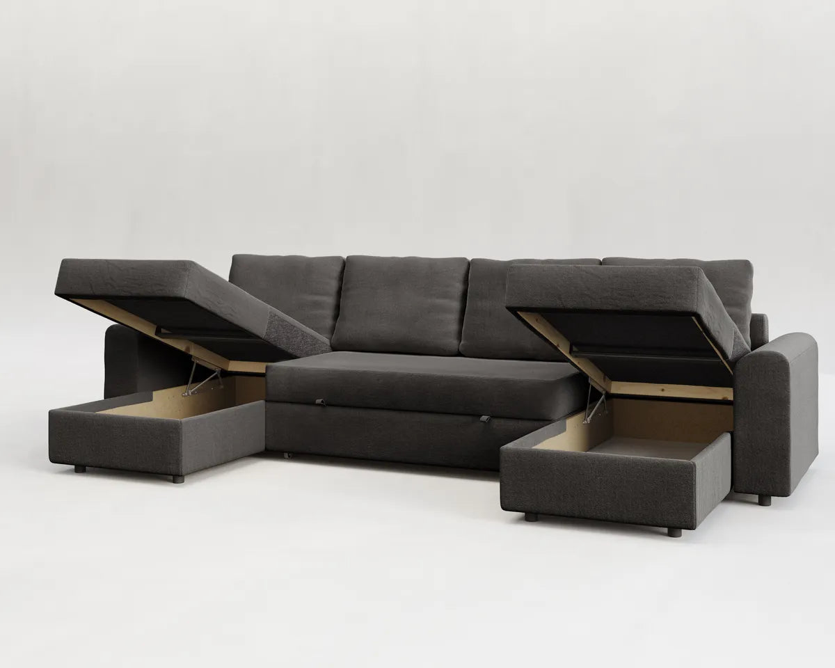 Nove | Sofá cama con chaislongue panorámica y doble almacenamiento