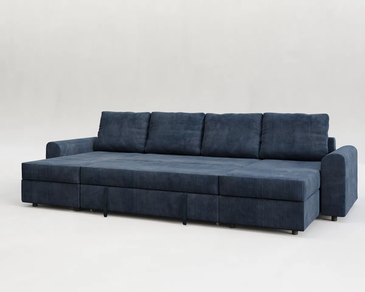 Nove | Sofá cama con chaislongue panorámica y doble almacenamiento