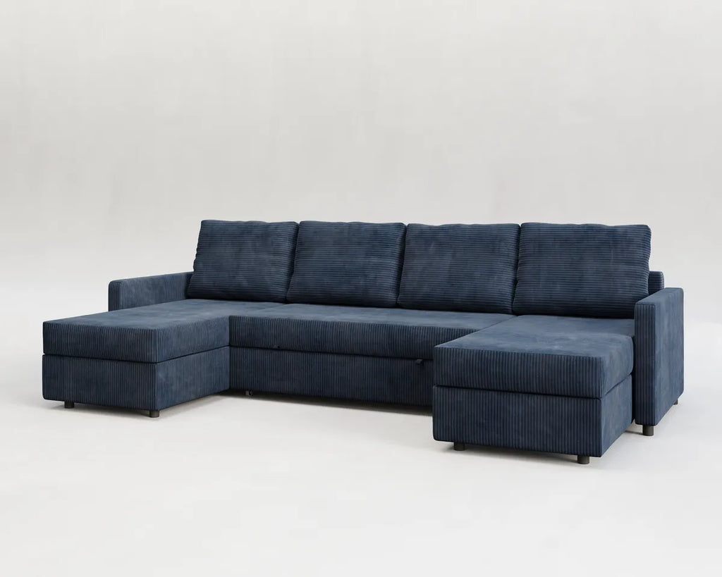 Sette | Sofá cama con chaislongue panorámica y doble almacenamiento