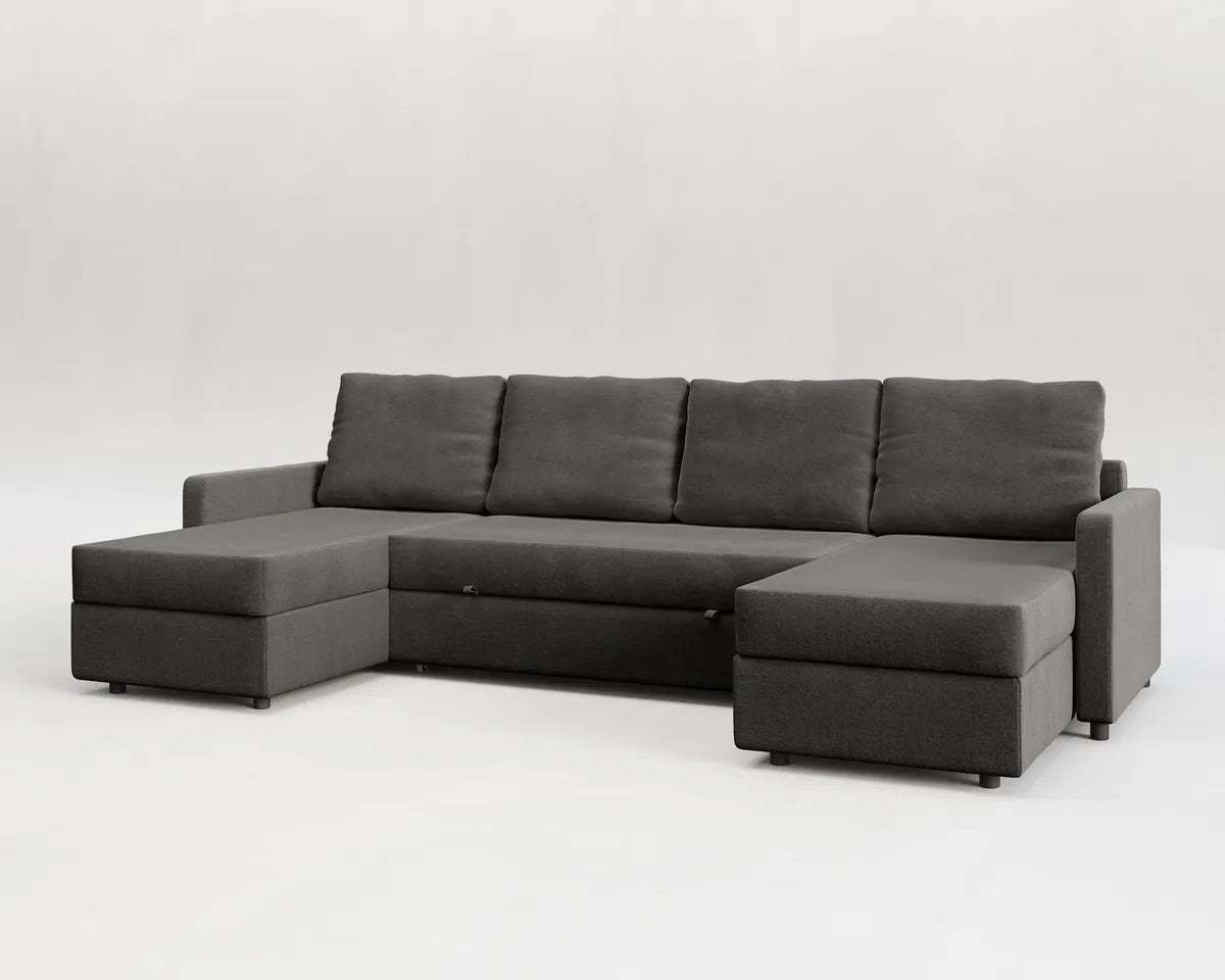 Sette | Sofá cama con chaislongue panorámica y doble almacenamiento