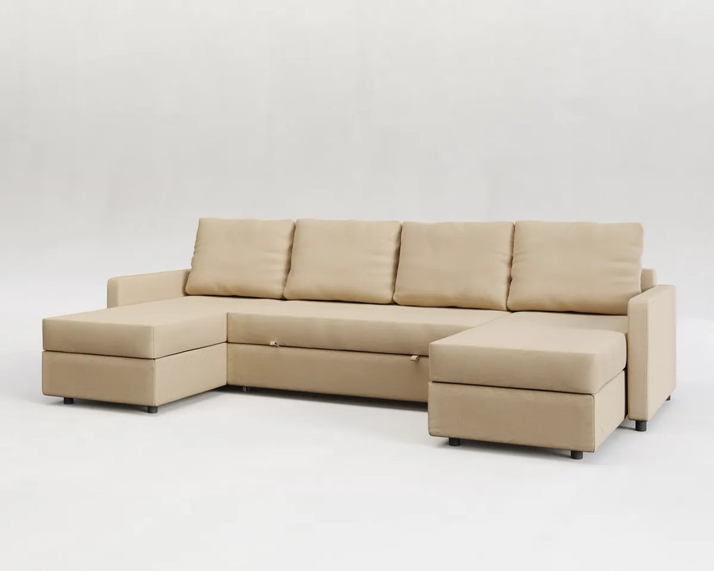 Sette | Sofá cama con chaislongue panorámica y doble almacenamiento