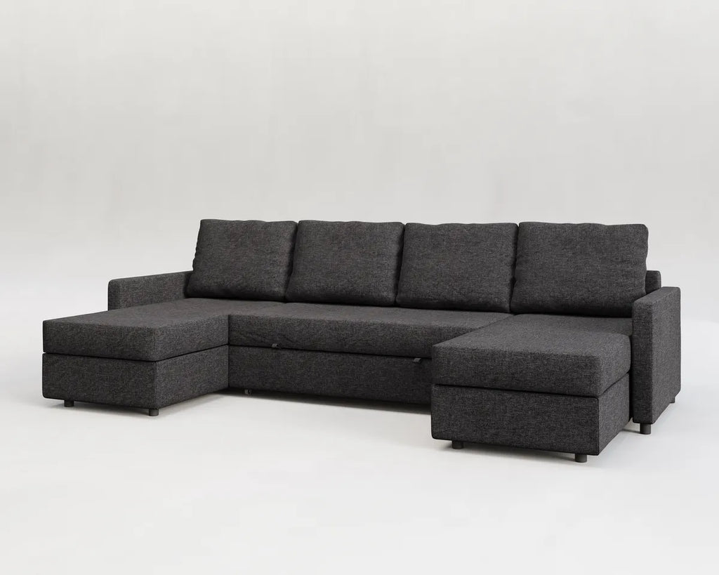 Sette | Sofá cama con chaislongue panorámica y doble almacenamiento