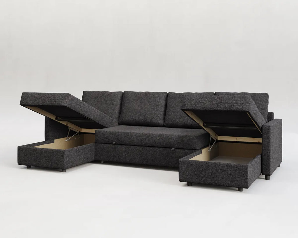Sette | Sofá cama con chaislongue panorámica y doble almacenamiento