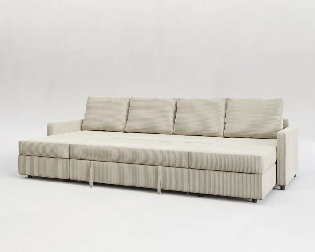 Sette | Sofá cama con chaislongue panorámica y doble almacenamiento