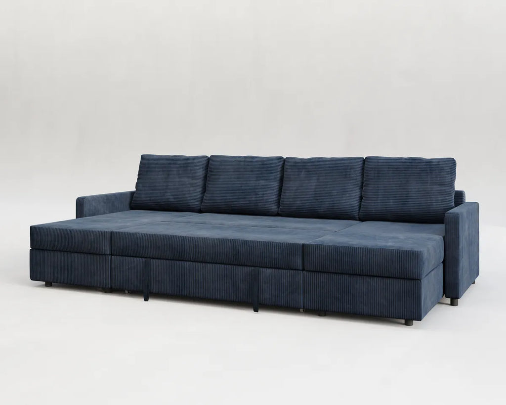 Sette | Sofá cama con chaislongue panorámica y doble almacenamiento