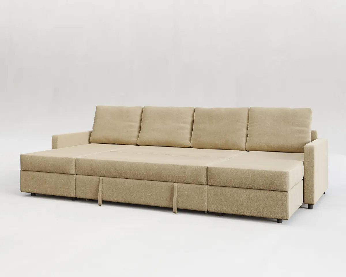 Sette | Sofá cama con chaislongue panorámica y doble almacenamiento