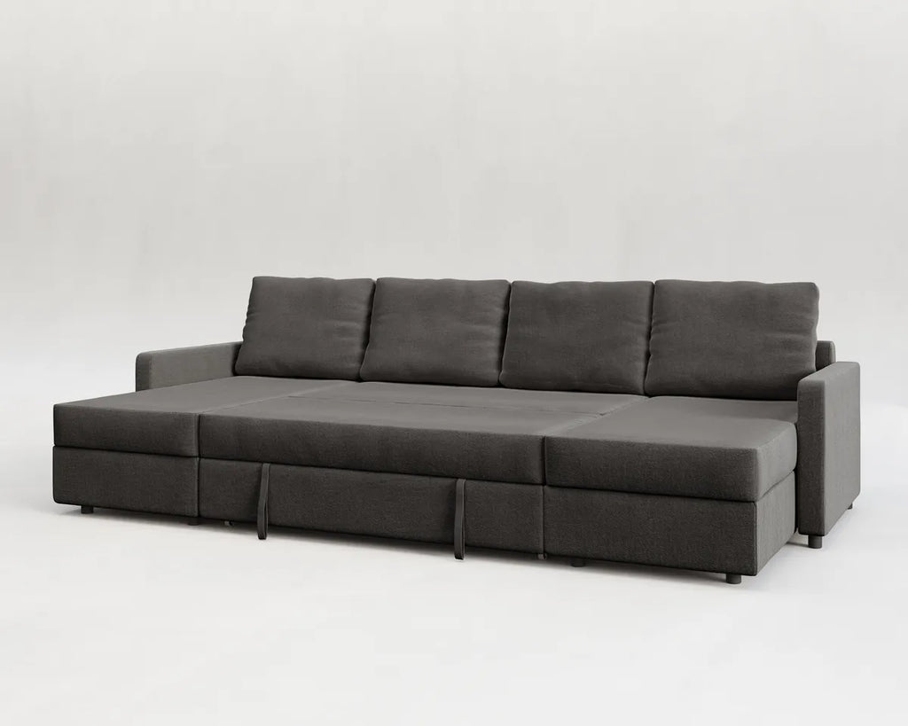 Sette | Sofá cama con chaislongue panorámica y doble almacenamiento