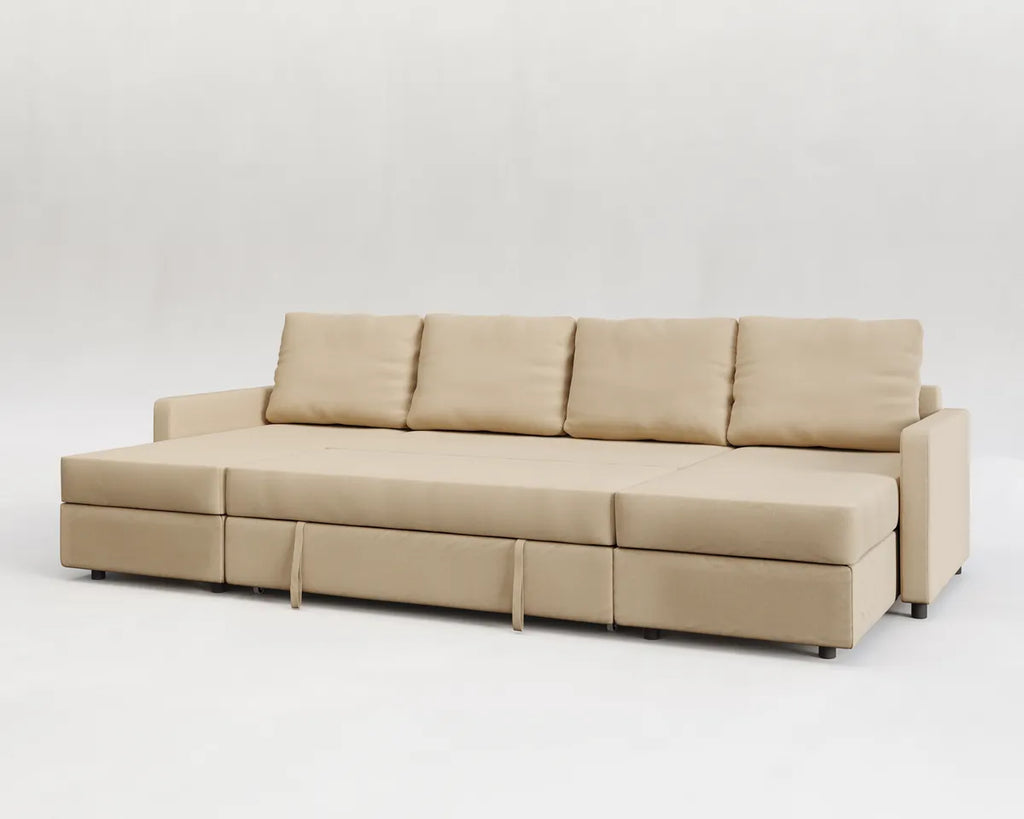 Sette | Sofá cama con chaislongue panorámica y doble almacenamiento