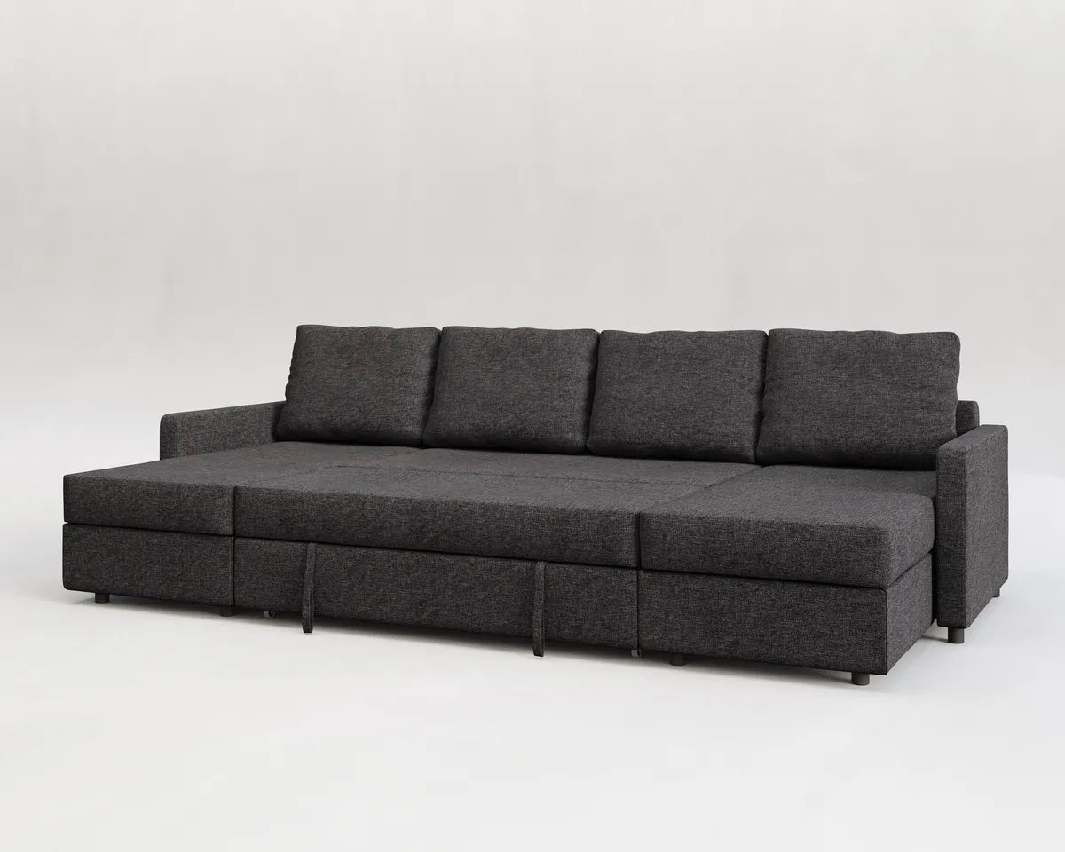 Sette | Sofá cama con chaislongue panorámica y doble almacenamiento