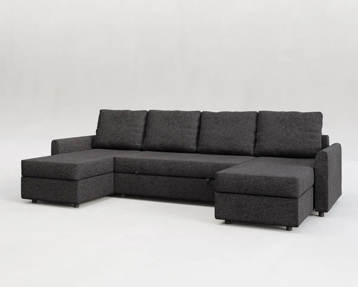 Otto| Sofá cama con chaislongue panorámica y doble almacenamiento