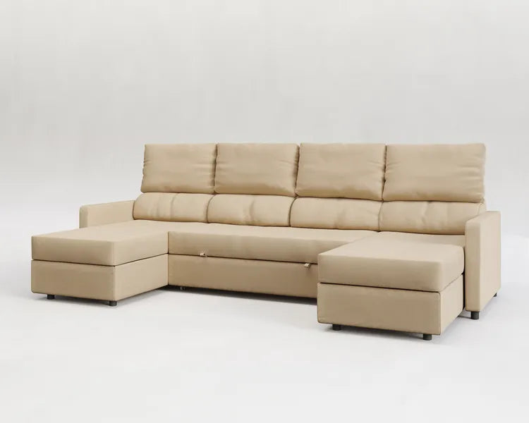 Sette | Sofá cama con chaislongue panorámica y doble almacenamiento