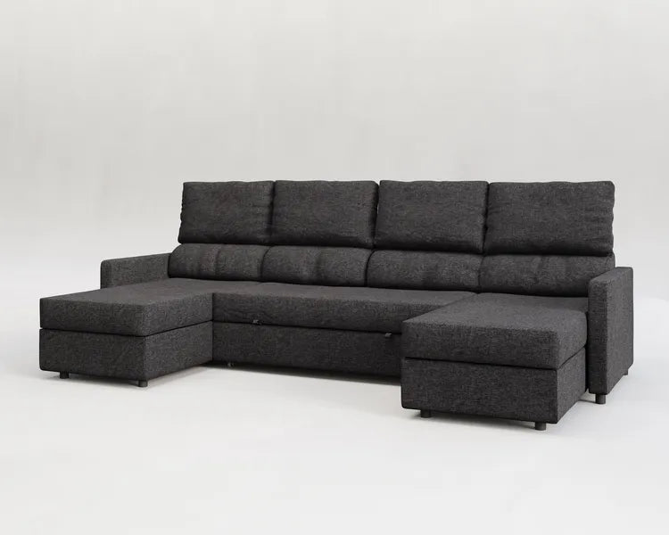 Sette | Sofá cama con chaislongue panorámica y doble almacenamiento