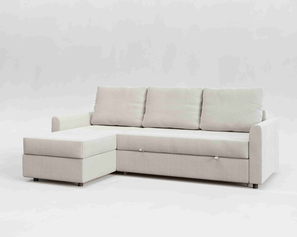 Duo | Sofá cama con chaislongue y almacenamiento