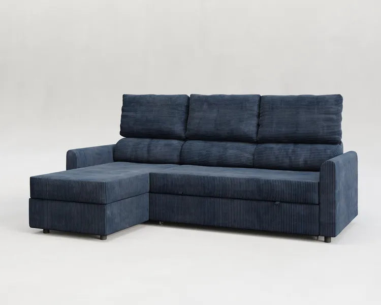 Duo | Sofá cama con chaislongue y almacenamiento
