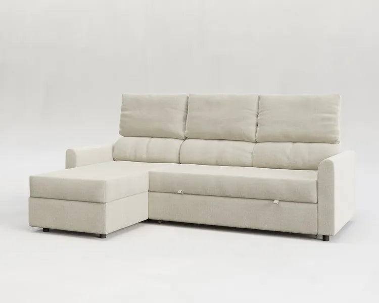 Duo | Sofá cama con chaislongue y almacenamiento