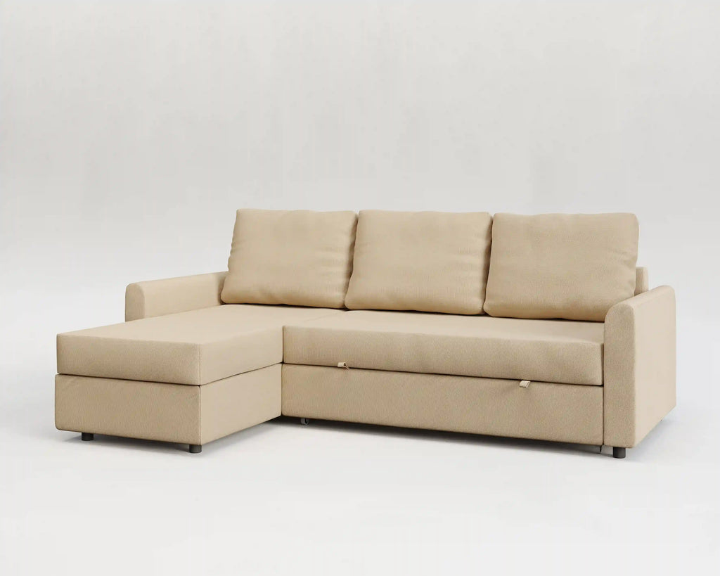 Duo | Sofá cama con chaislongue y almacenamiento