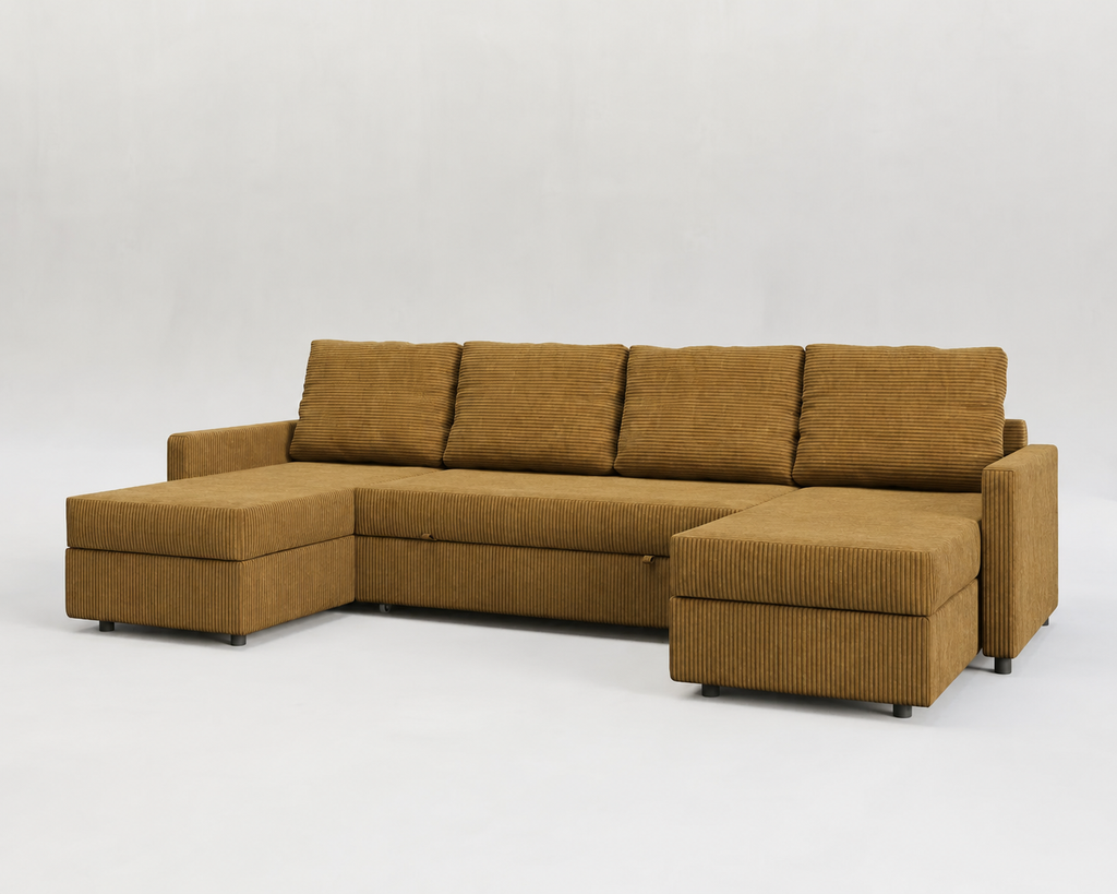 Sette | Sofá cama con chaislongue panorámica y doble almacenamiento
