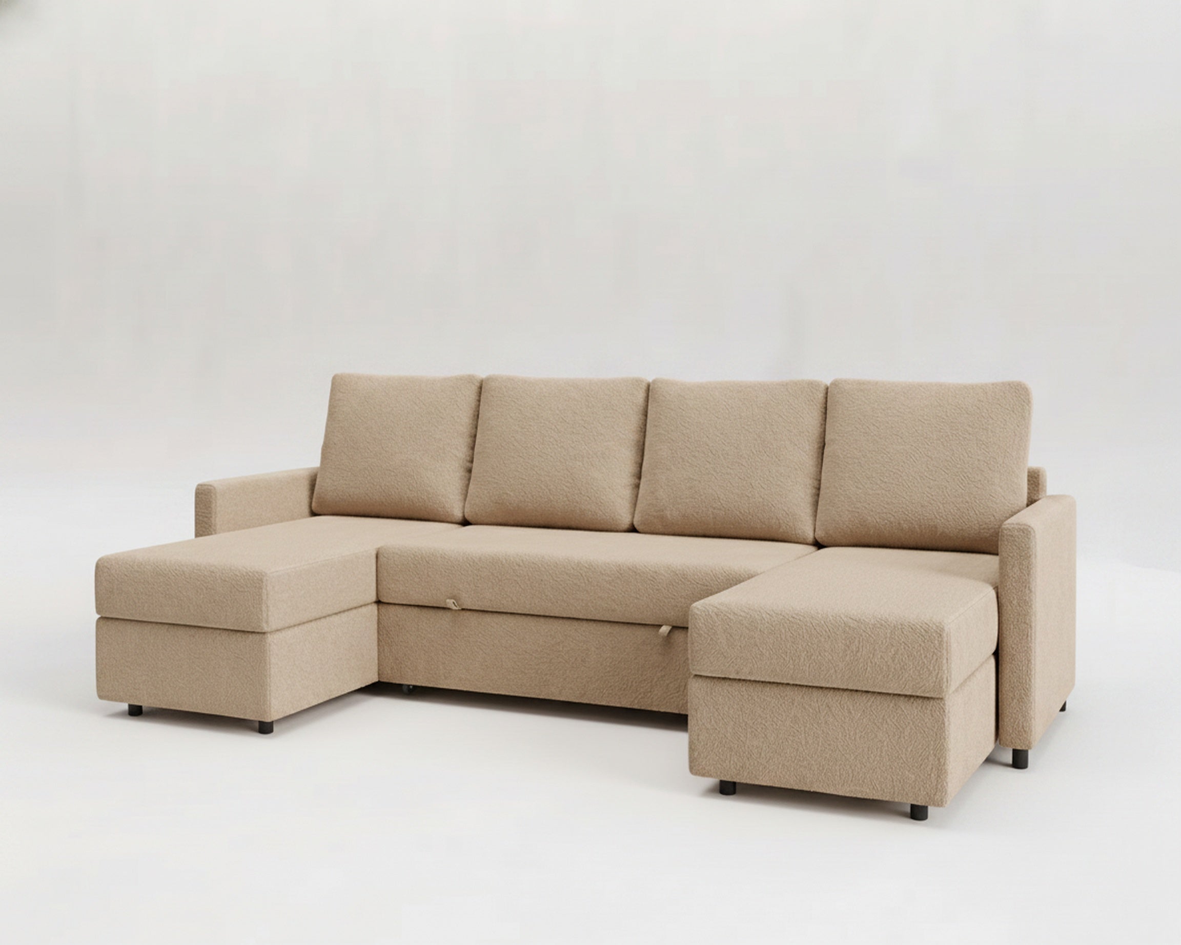 Sette | Sofá cama con chaislongue panorámica y doble almacenamiento