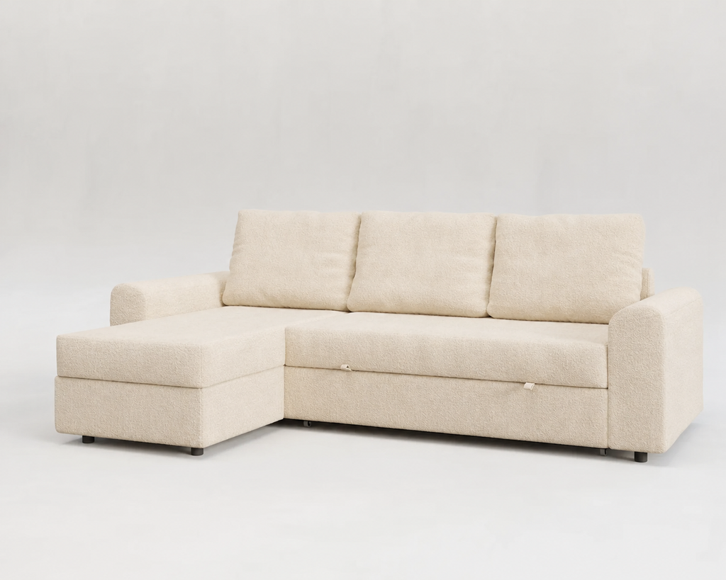 Tria | Sofá cama con chaiselongue y almacenamiento