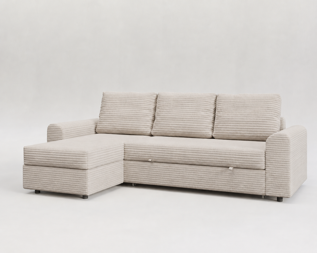Tria | Sofá cama con chaiselongue y almacenamiento