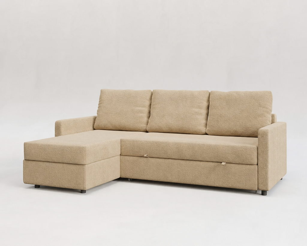 Unum | Sofá cama 3 plazas con chaislongue y almacenamiento